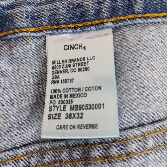 Cinch Men's 38x32 Blue Medium Wash Denim Jeans Straight Normcore Work Durable - Picture 6 of 8